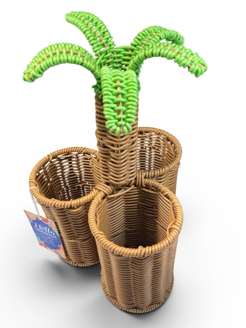 CIROA Wicker Palm Tree Serving Caddy Indoor Outdoor NWT Tropical Table